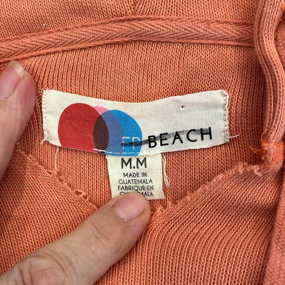 EUC Free People Beach Social Set peach cropped raw edge long sleeve hoodie - Picture 8 of 11